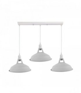 Industrial Vintage Loft Kitchen Bar 3 Lights Ceiling Barn-slotted Metal E27 White without bulb