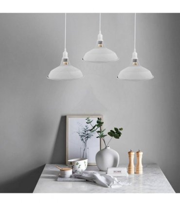 Industrial Vintage Loft Kitchen Bar 3 Lights Ceiling Barn-slotted Metal E27 White without bulb