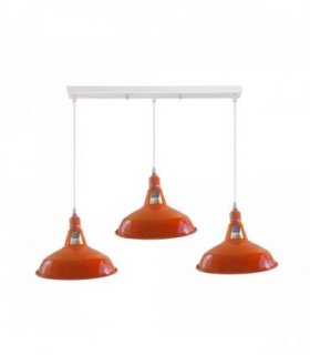 Industrial Vintage Loft Kitchen Bar 3 Lights Ceiling Barn-slotted Metal E27 White, Orange with bulb