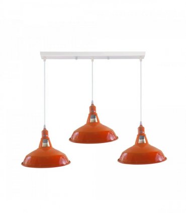 Industrial Vintage Loft Kitchen Bar 3 Lights Ceiling Barn-slotted Metal E27 White, Orange with bulb