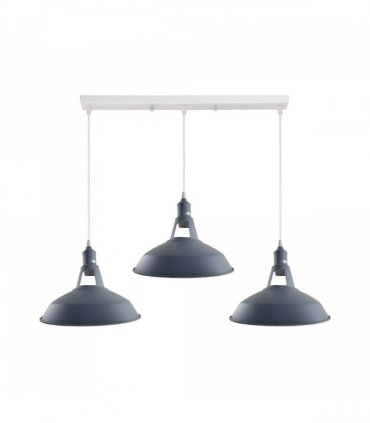 Industrial Vintage Loft Kitchen Bar 3 Lights Ceiling Barn-slotted Metal E27 White, Grey without bulb