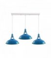 Industrial Vintage Loft Kitchen Bar 3 Lights Ceiling Barn-slotted Metal E27 White, Blue without bulb