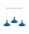 Industrial Vintage Loft Kitchen Bar 3 Lights Ceiling Barn-slotted Metal E27 White, Blue with bulb