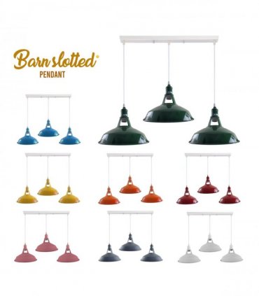 Industrial Vintage Loft Kitchen Bar 3 Lights Ceiling Barn-slotted Metal E27 White, Blue with bulb