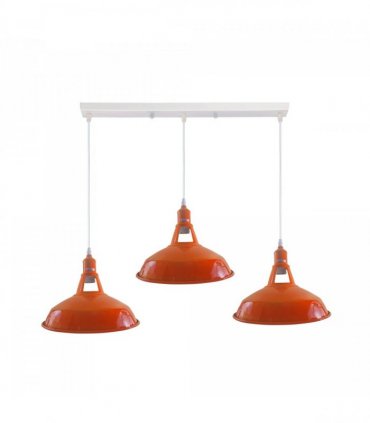 Industrial Vintage Loft Kitchen Bar 3 Lights Ceiling Barn-slotted Metal E27 White, Orange without bulb