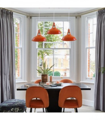 Industrial Vintage Loft Kitchen Bar 3 Lights Ceiling Barn-slotted Metal E27 White, Orange without bulb
