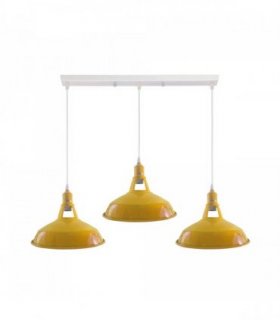 Industrial Vintage Loft Kitchen Bar 3 Lights Ceiling Barn-slotted Metal E27 White, Yellow without bulb