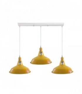 Industrial Vintage Loft Kitchen Bar 3 Lights Ceiling Barn-slotted Metal E27 White, Yellow with bulb