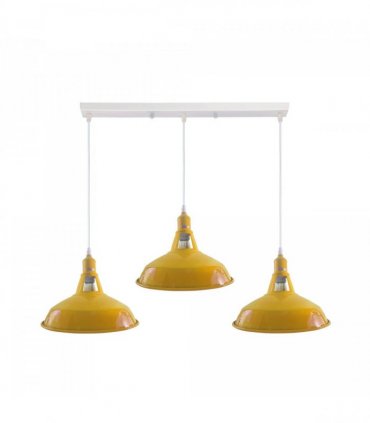 Industrial Vintage Loft Kitchen Bar 3 Lights Ceiling Barn-slotted Metal E27 White, Yellow with bulb