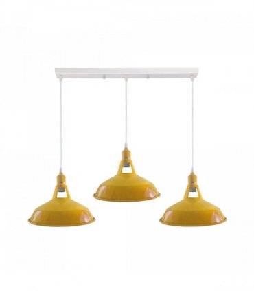Industrial Vintage Loft Kitchen Bar 3 Lights Ceiling Barn-slotted Metal E27 White, Yellow with bulb