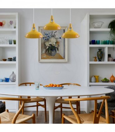 Industrial Vintage Loft Kitchen Bar 3 Lights Ceiling Barn-slotted Metal E27 White, Yellow with bulb