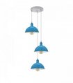 Vintage Industrial Round Three Outlet 21cm Pendant Light Blue with bulb