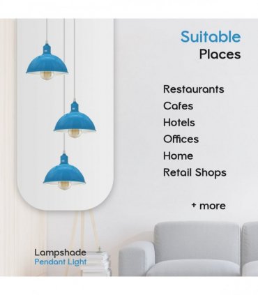 Vintage Industrial Round Three Outlet 21cm Pendant Light Blue with bulb