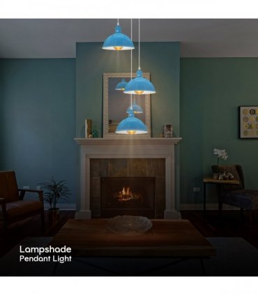Vintage Industrial Round Three Outlet 21cm Pendant Light Blue with bulb