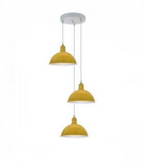 Vintage Industrial Round Three Outlet 21cm Pendant Light Yellow without bulb