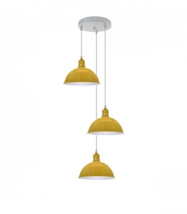 Vintage Industrial Round Three Outlet 21cm Pendant Light Yellow without bulb