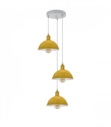 Vintage Industrial Round Three Outlet 21cm Pendant Light Yellow without bulb