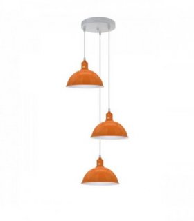 Vintage Industrial Round Three Outlet 21cm Pendant Light Orange without bulb