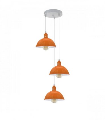 Vintage Industrial Round Three Outlet 21cm Pendant Light Orange without bulb
