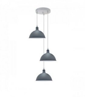 Vintage Industrial Round Three Outlet 21cm Pendant Light Grey without bulb