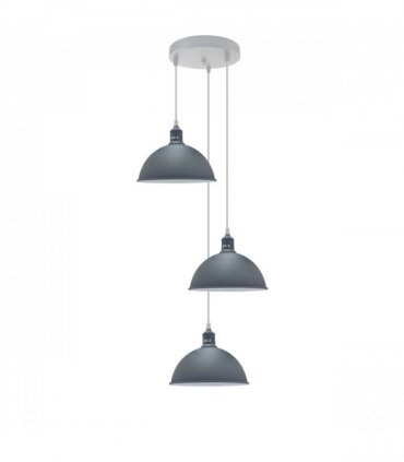 Vintage Industrial Round Three Outlet 21cm Pendant Light Grey without bulb