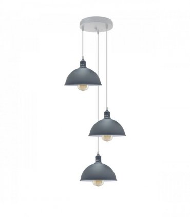 Vintage Industrial Round Three Outlet 21cm Pendant Light Grey without bulb