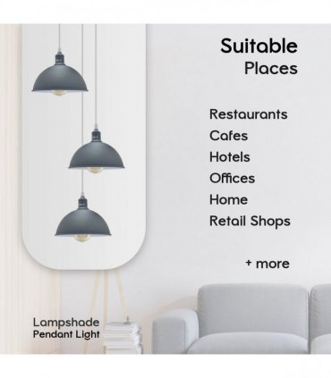 Vintage Industrial Round Three Outlet 21cm Pendant Light Grey without bulb