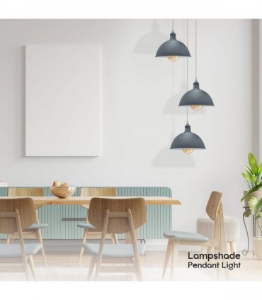 Pendant  Light Grey Metal PVC Vintage Industrial Round      Three