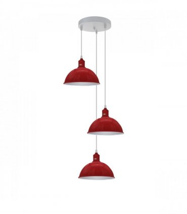 Vintage Industrial Round Three Outlet 21cm Pendant Light Red without bulb