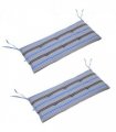 2 PCS Patio Bench Swing Chairs Garden Chairs Double Seat Cushion Mat Strips Blue