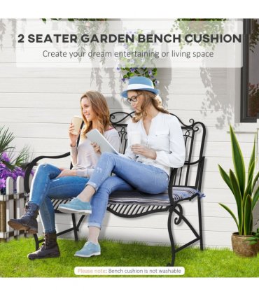 2 PCS Patio Bench Swing Chairs Garden Chairs Double Seat Cushion Mat Strips Blue