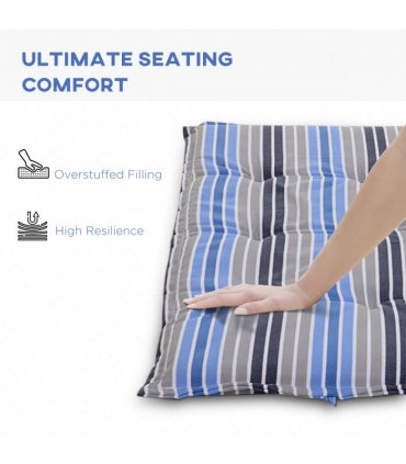 2 PCS Patio Bench Swing Chairs Garden Chairs Double Seat Cushion Mat Strips Blue