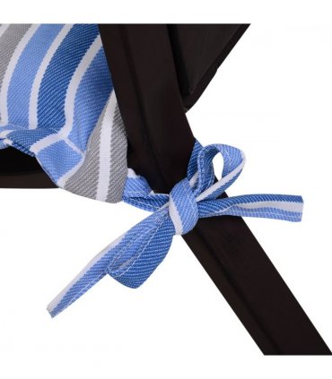 2 PCS Patio Bench Swing Chairs Garden Chairs Double Seat Cushion Mat Strips Blue