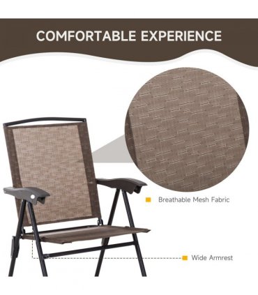 3 PCS Patio Furniture Bistro Set with Folding Chairs Tempered Glass Table Brown