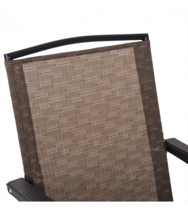 3 PCS Patio Furniture Bistro Set with Folding Chairs Tempered Glass Table Brown