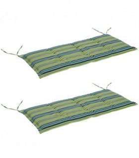 2 PCS Patio Bench Swing Chairs Garden Chairs 2 Seat Cushion Mat Strips Green