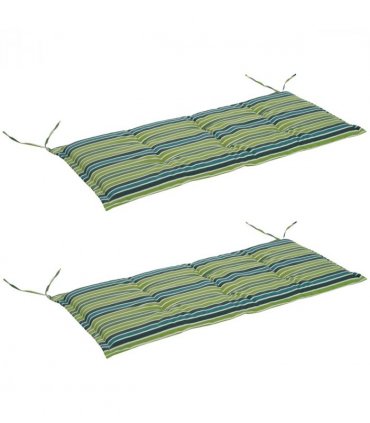 2 PCS Patio Bench Swing Chairs Garden Chairs 2 Seat Cushion Mat Strips Green