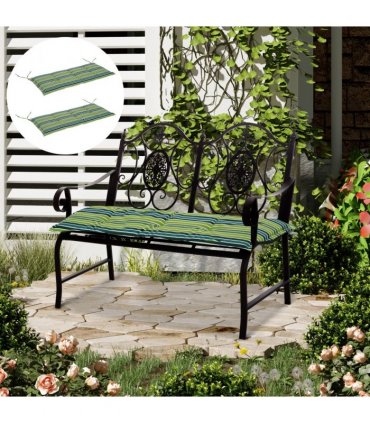 2 PCS Patio Bench Swing Chairs Garden Chairs 2 Seat Cushion Mat Strips Green