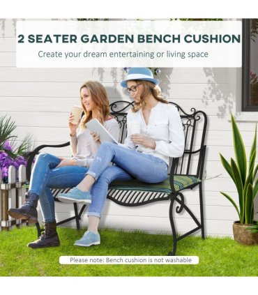 2 PCS Patio Bench Swing Chairs Garden Chairs 2 Seat Cushion Mat Strips Green