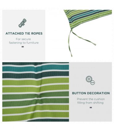 2 PCS Patio Bench Swing Chairs Garden Chairs 2 Seat Cushion Mat Strips Green