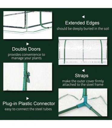 Tunnel Greenhouse Green Grow House Steel Frame Garden Outdoor 200 x 100 x 80cm