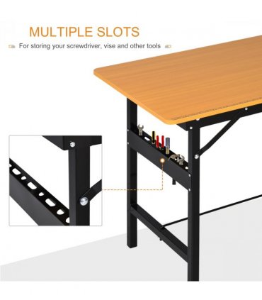 Workbench Portable Foldable Steel MDF Yellow Black 100L x 60W x 75.5Hcm