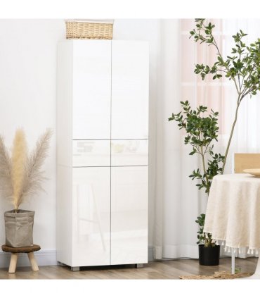 4-Door Kitchen Cupboard Freestanding Storage Cabinet w/ Shelves & Drawers White