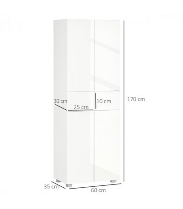 4-Door Kitchen Cupboard Freestanding Storage Cabinet w/ Shelves & Drawers White