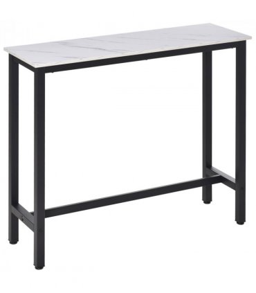 Bar Table Breakfast Dining Coffee Table w/ Adjustable Footpads White & Black