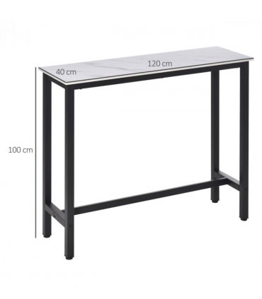 Bar Table Breakfast Dining Coffee Table w/ Adjustable Footpads White & Black