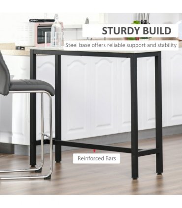 Bar Table Breakfast Dining Coffee Table w/ Adjustable Footpads White & Black