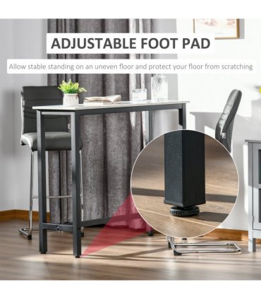 Bar Table Breakfast Dining Coffee Table w/ Adjustable Footpads White & Black