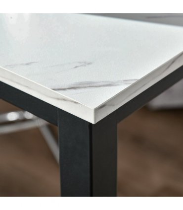 Bar Table Breakfast Dining Coffee Table w/ Adjustable Footpads White & Black