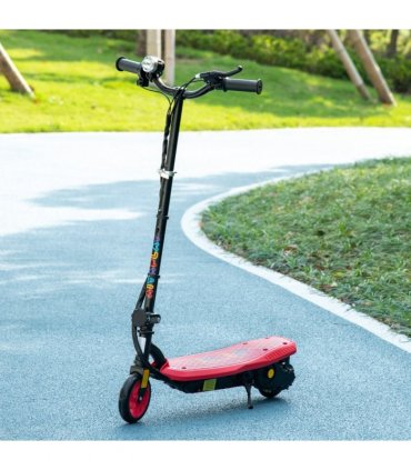 Folding Electric Scooter E-Scooter w/ LED Headlight, for Ages 7-14 Years - Red